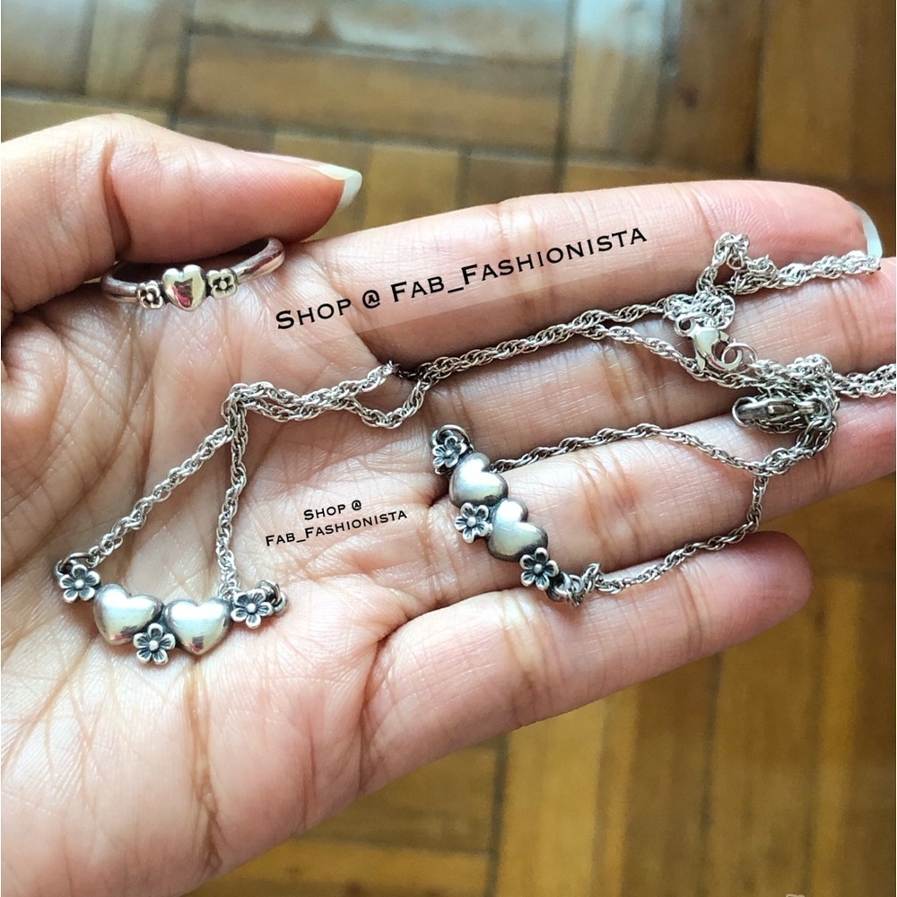James Avery Sterling Silver Retired Flower Heart Ring Bracelet Necklace Set - Picture 3 of 17